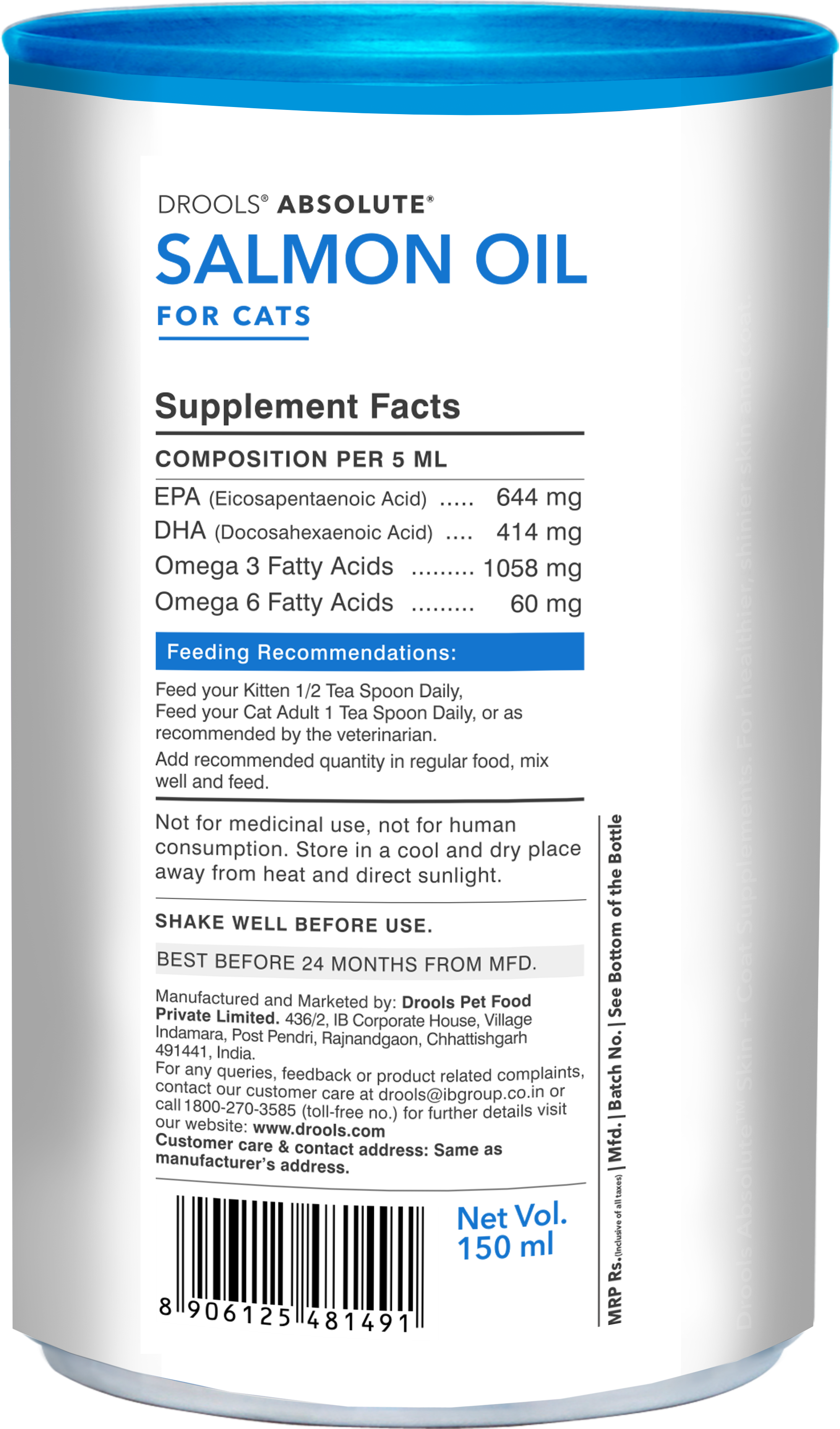 Drools Absolute Salmon Oil Syrup Cat Supplement