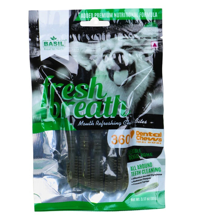 Basil : Fresh Breath 360° Dental Chews for Dogs & Puppies