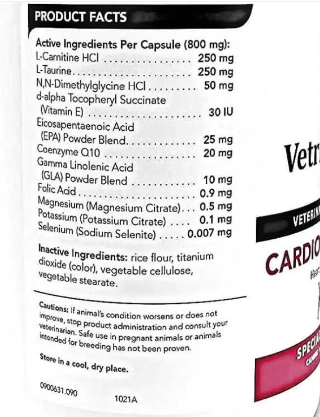 VetriScience Cardio Strength Heart Support Formula Capsules for Dogs & Cats