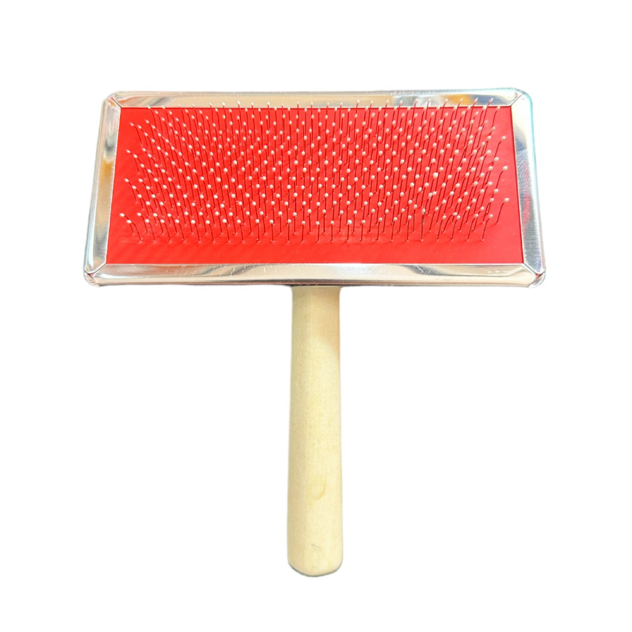 Smarty Pet Wooden Handle Slicker Brush - Red