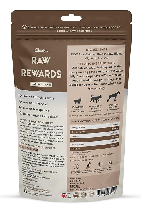Chester’s : Raw Rewards Chicken Wrapped Hide Sticks Natural Dog Treats