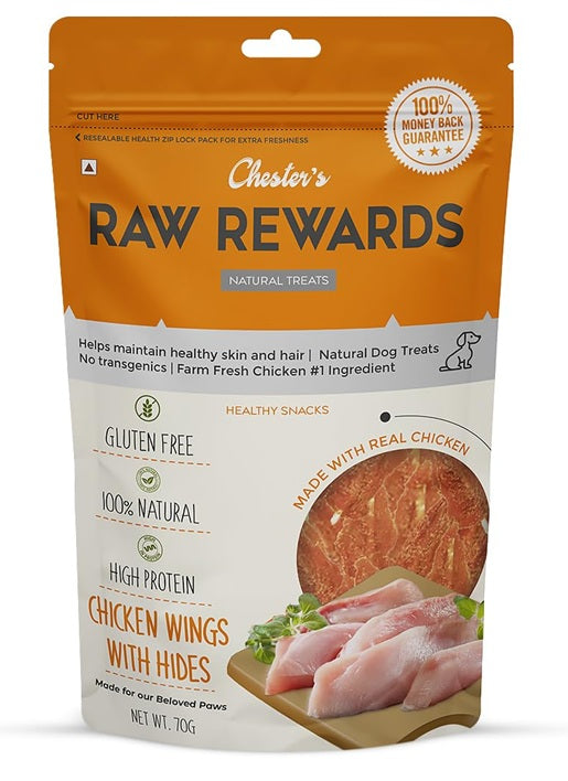 Chester’s : Raw Rewards Chicken Wings with Hides Natural Dog Treats