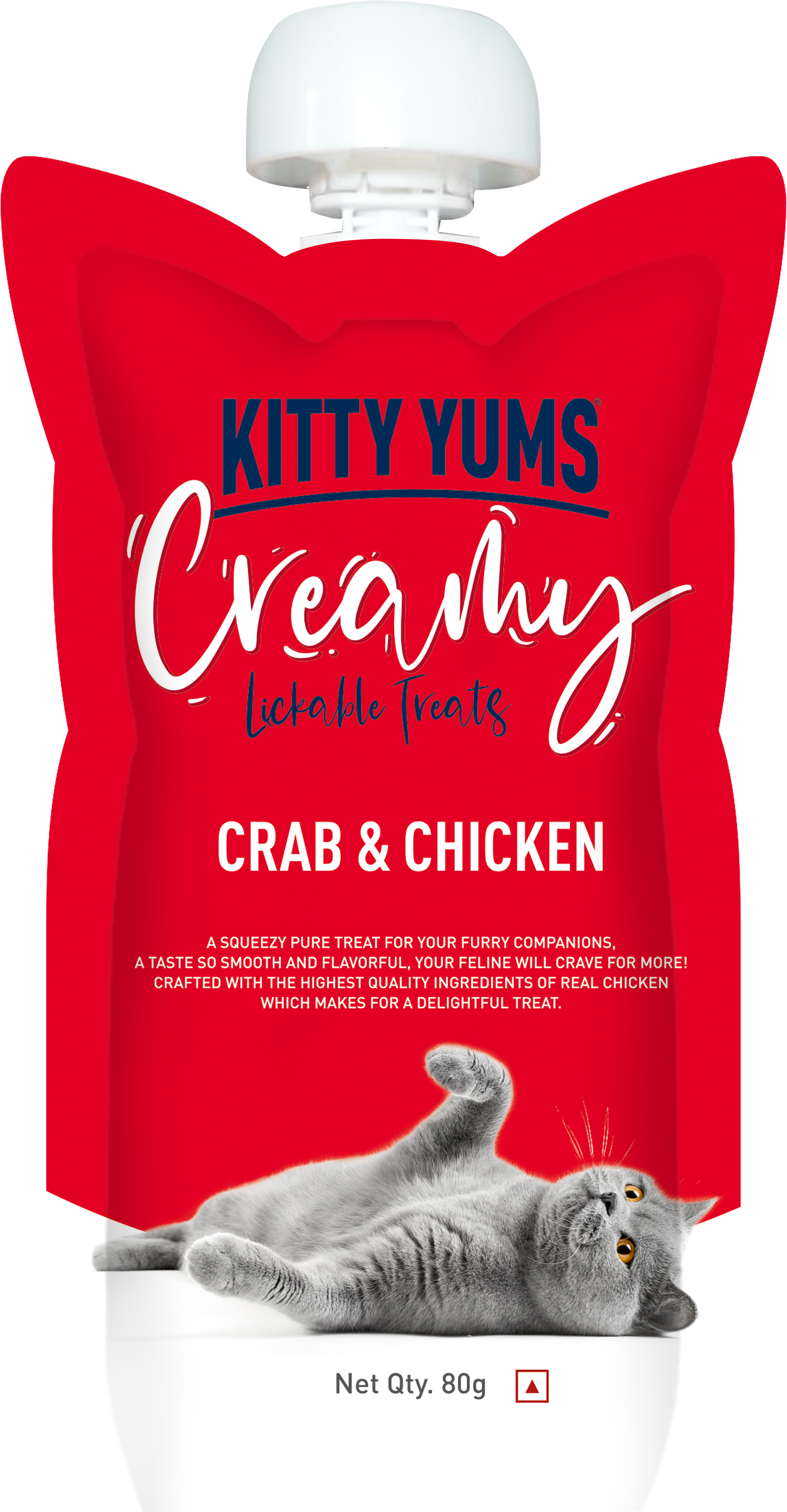 Kitty Yums : Creamy Lickable Cat Treat – Crab & Chicken Squeeze Tube