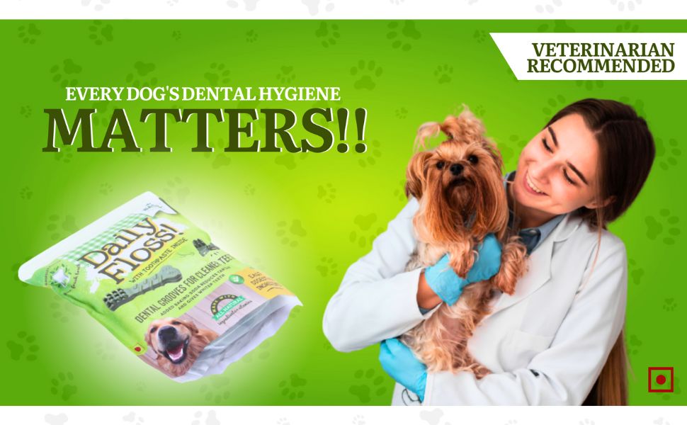 BASIL Daily Floss Toothpaste-Filled Chew Dog Treats & Puppies