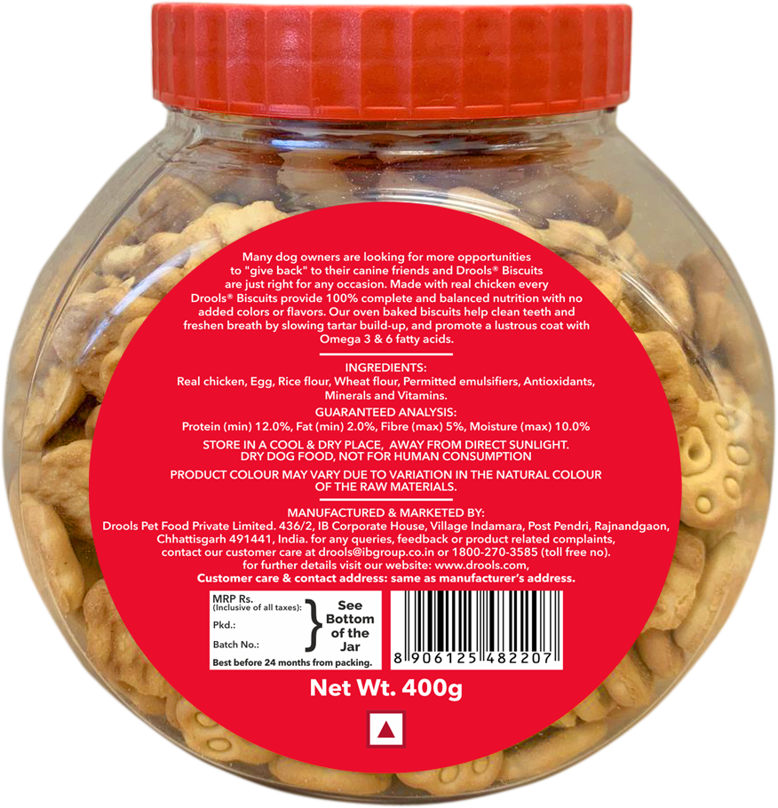Drools Oven Baked Chicken And Egg Dog Biscuits - Jar