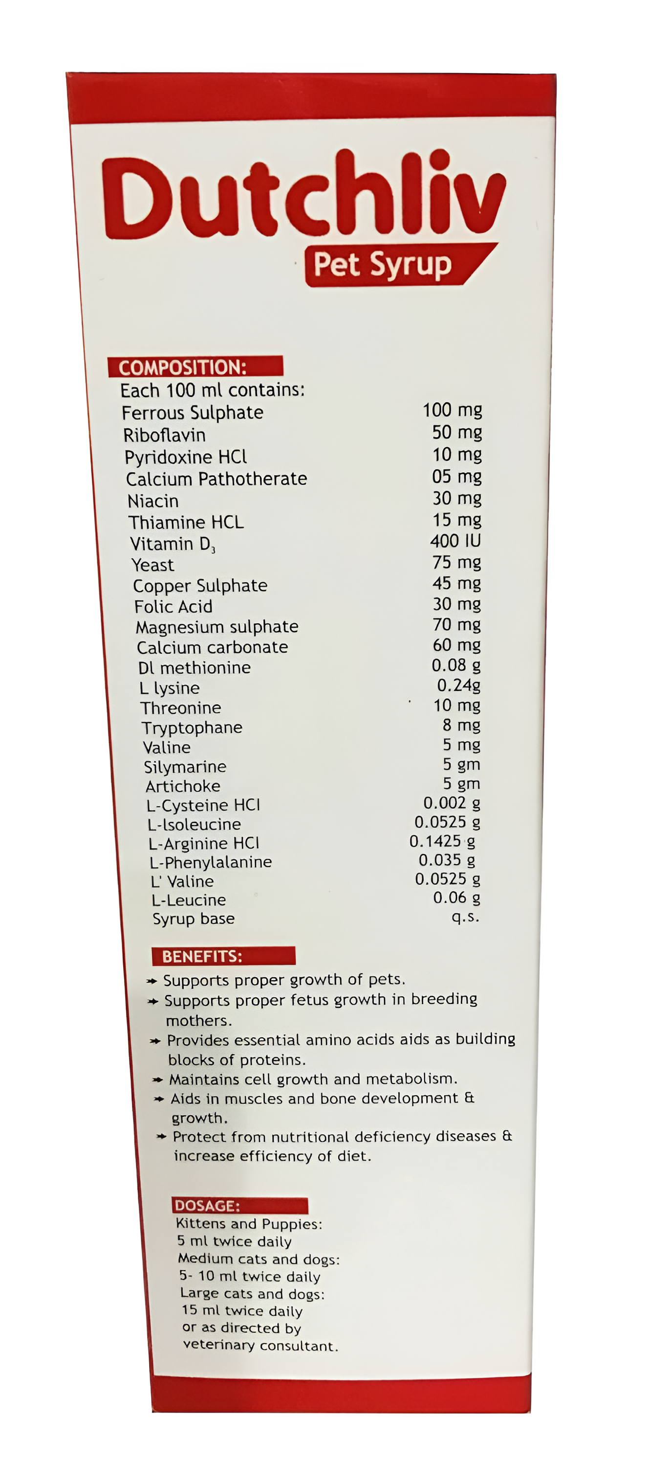 Aminorich Dutchliv Pet Syrup - Complete Liver Support Formula for Dogs & Cats