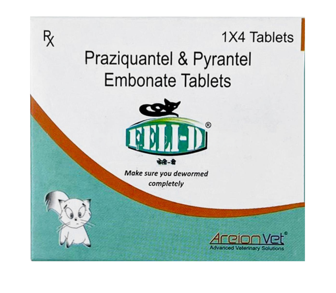 Areion Vet - Feli-D - Complete Deworming Solution for Cats Containing Praziquantel and Pyrantel Embonate Tablets 1x4