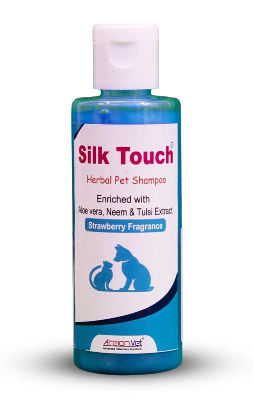 Areion Vet Silk Touch Herbal Pet Shampoo - Fortified With Aloe, Neem & Tulsi