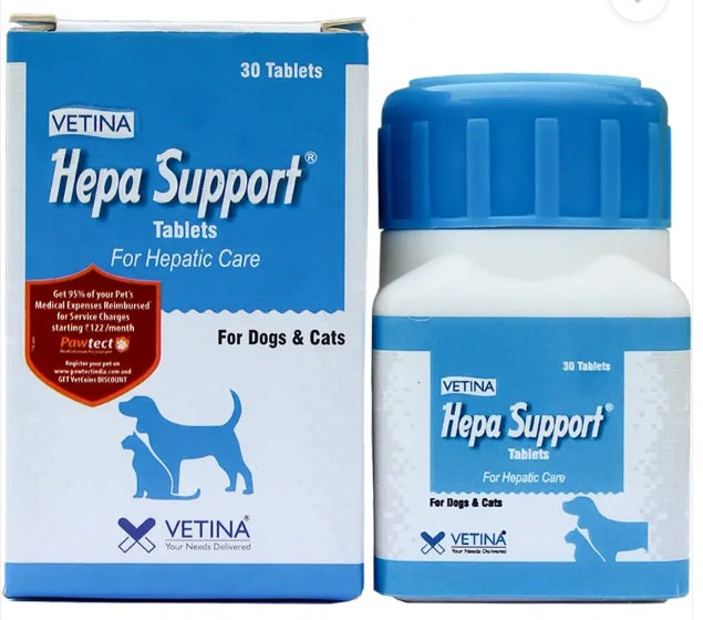 Vetina Hepa Support For Hepatic Care Tablets For Dogs & Cats