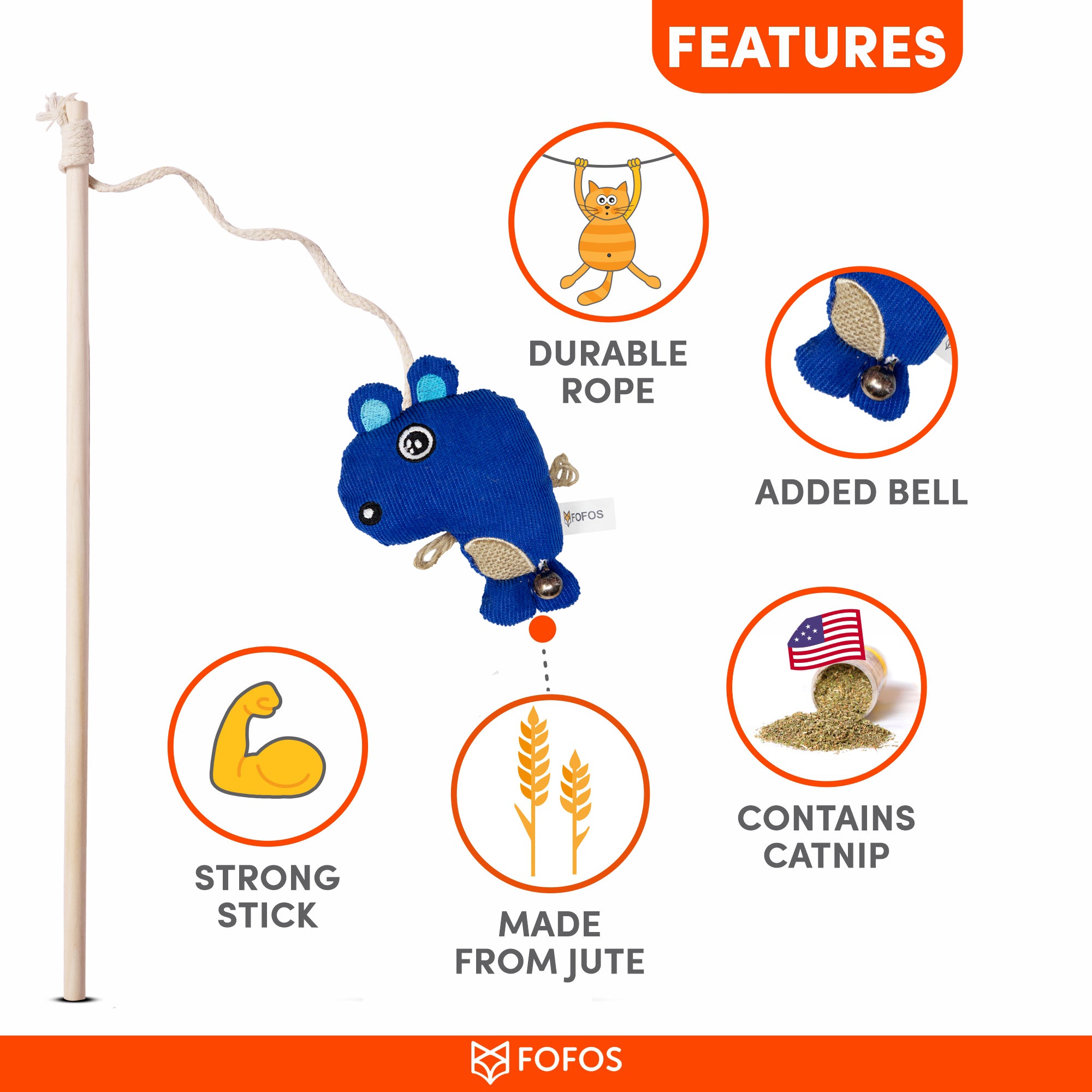 Fofos Beaver Wand Cat Toy
