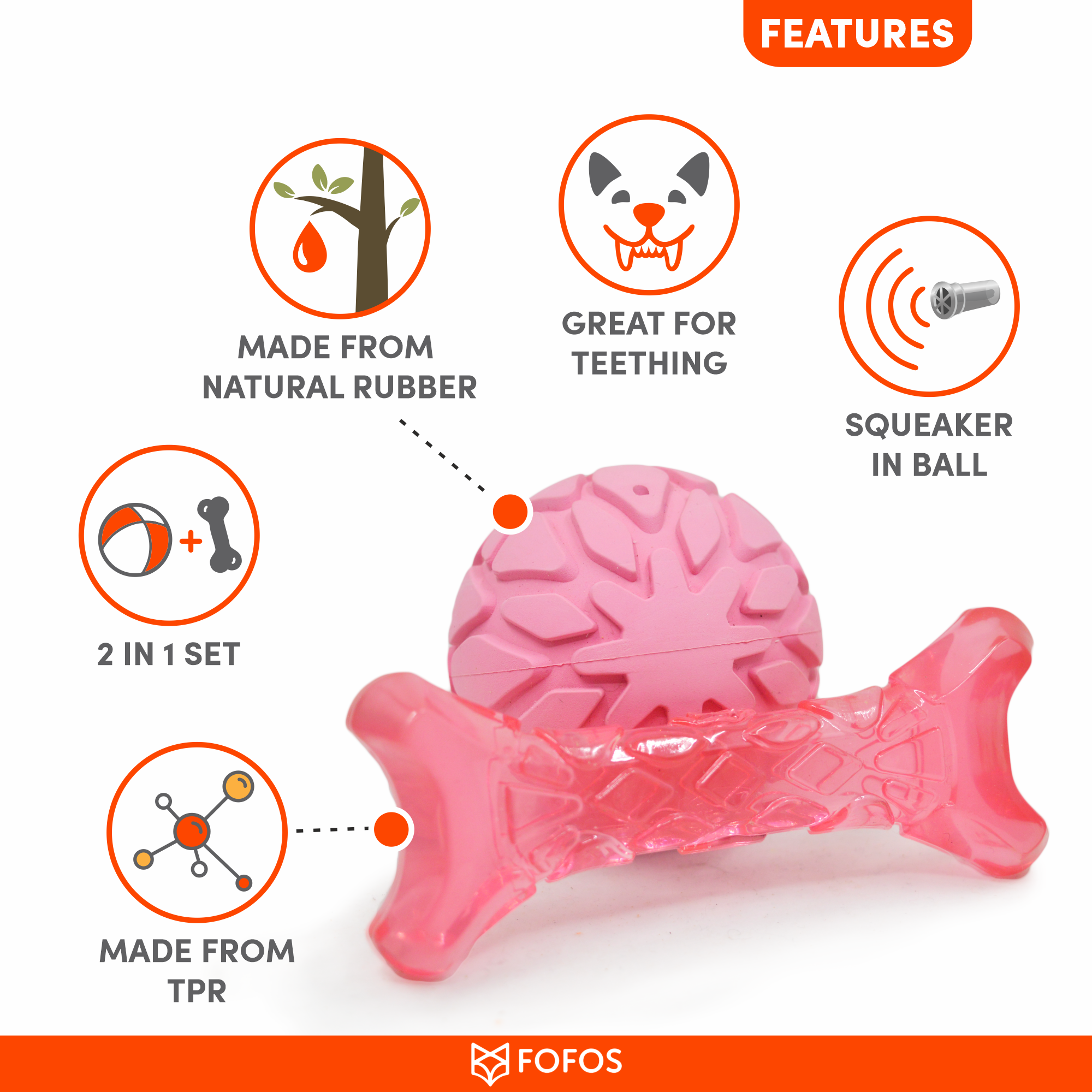 Fofos Milk Bone & Ball Puppy Teething Dog Toy Set