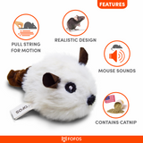 Fofos Pull String & Sound Chip Mouse Electronic Cat Toy - White
