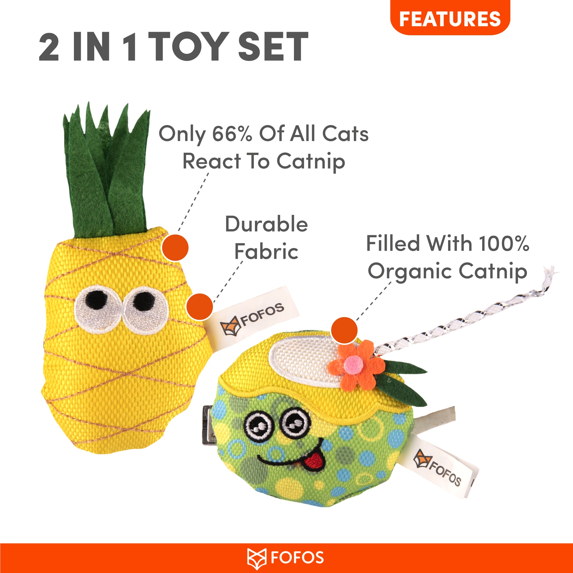 Fofos Juice With Pineapple Summer Cat Toy