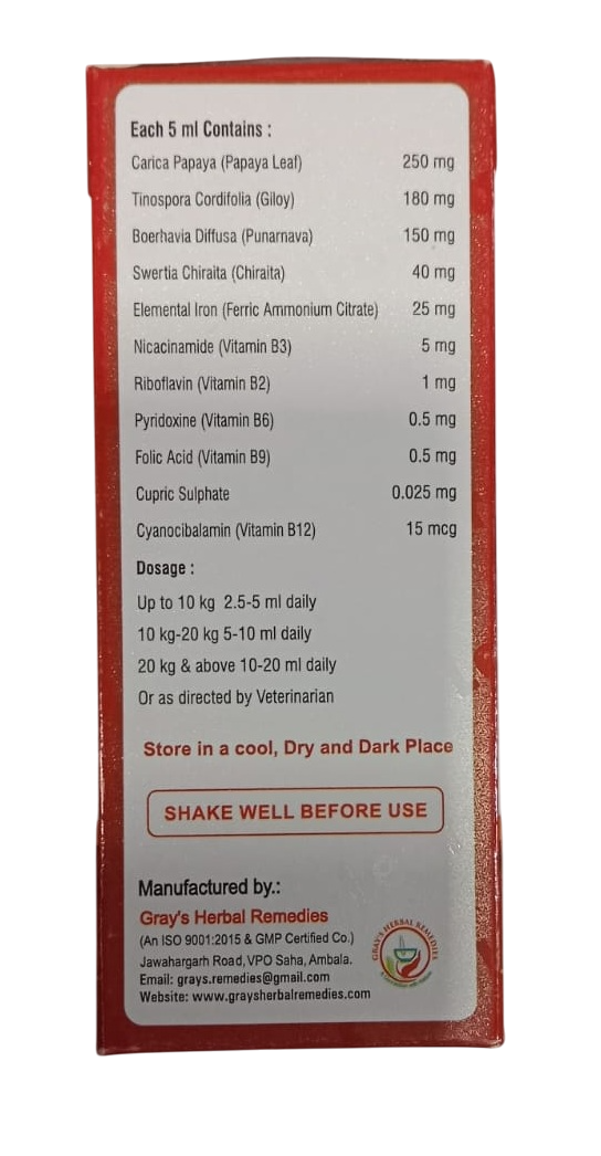 Wellpet : Iro-Leaf Tonic – Iron & Platelet Support Syrup for Dogs & Cats