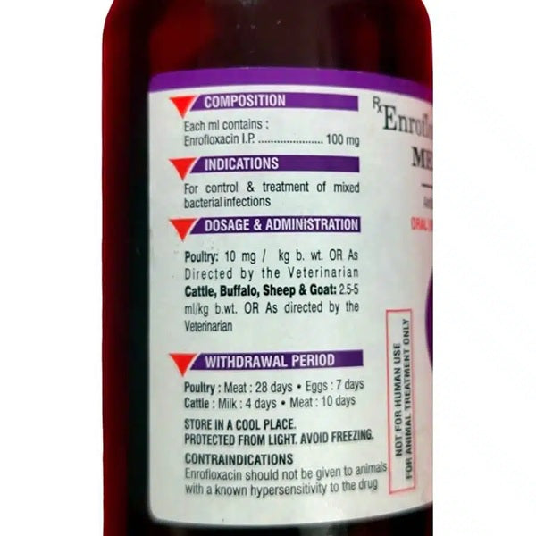 Vetoquinol :Meriquin Enrofloxacin 10% Oral Solution for Farm Animals