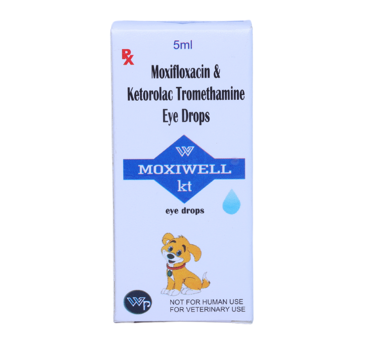 MOXIWELL KT - Moxifloxacin & Ketorolac Tromethamine Eye Drops for Dogs & Cats (5ml)