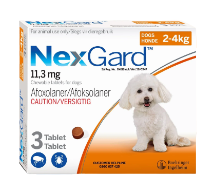 Boehringer Ingelheim: Nexgard Chewable Tablets - Flea & Tick Protection for Extra-Small Dogs (2 - 4 kgs) - 3 tablets
