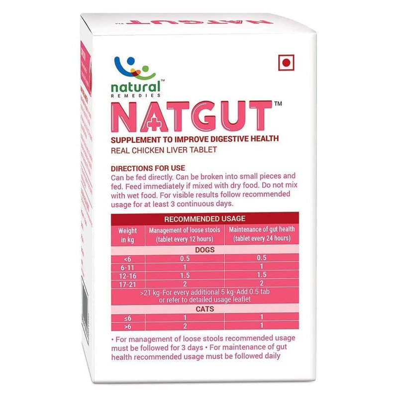 Natural Remedies : Natgut Digestive Health Supplement Tablets for Dogs & Cats