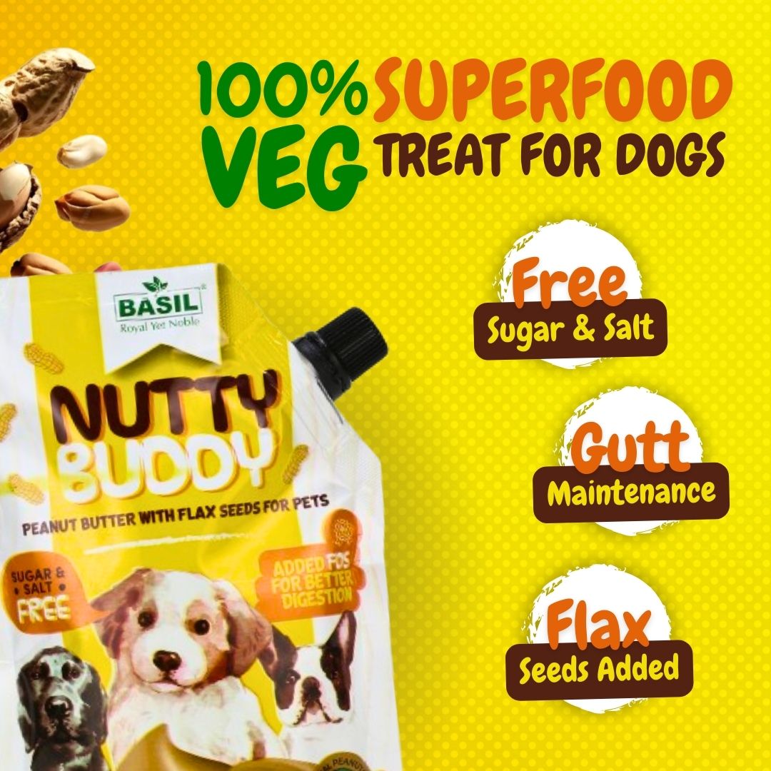 Basil : Nutty Buddy Peanut Butter with Flax Seeds for Dogs & Puppies