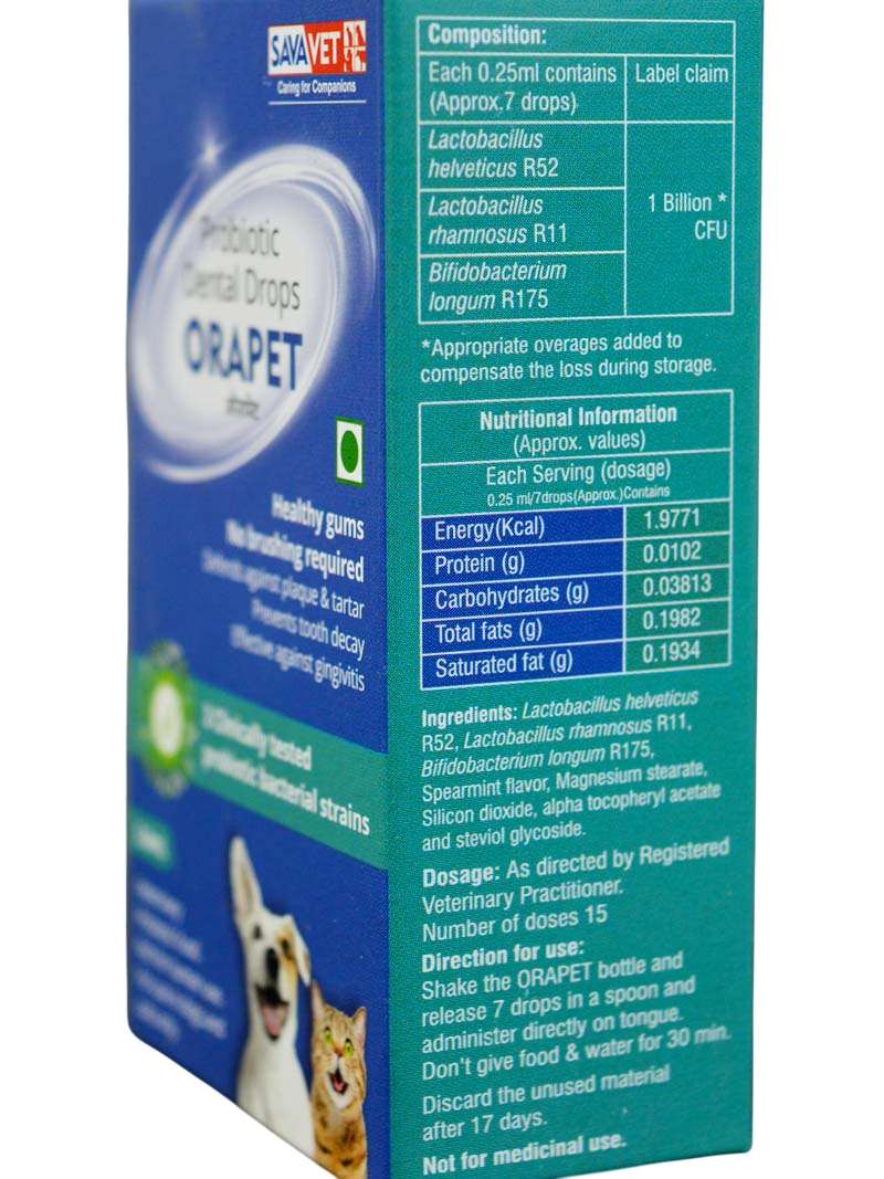 Savavet Probiotic Orapet Dental Drops for Dogs & Cats