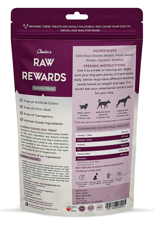 Chester’s : Raw Rewards Chicken Sweet Potato Twists Natural Dog Treats