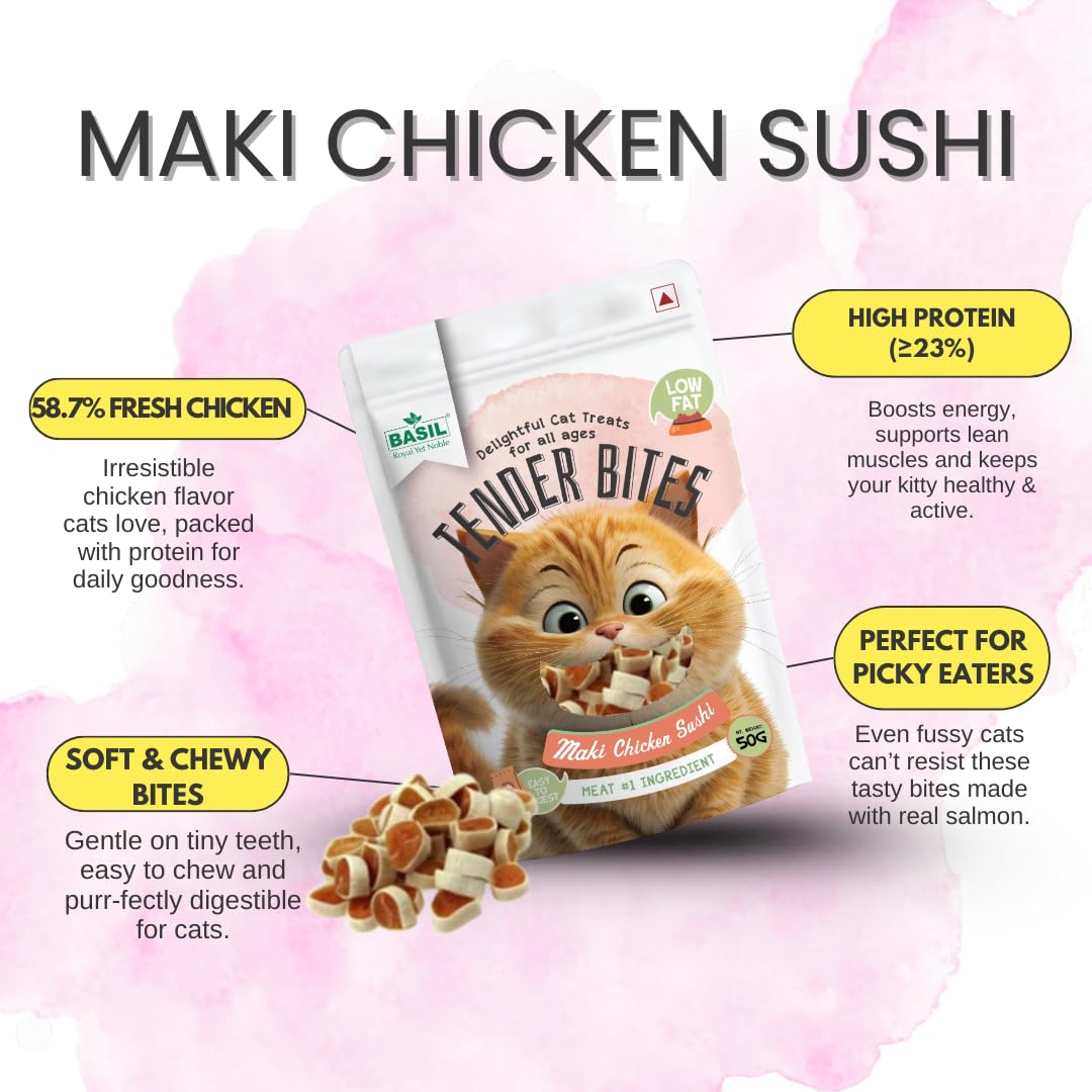 Basil Tender Bites  Maki Chicken Sushi Premium Cat Treats