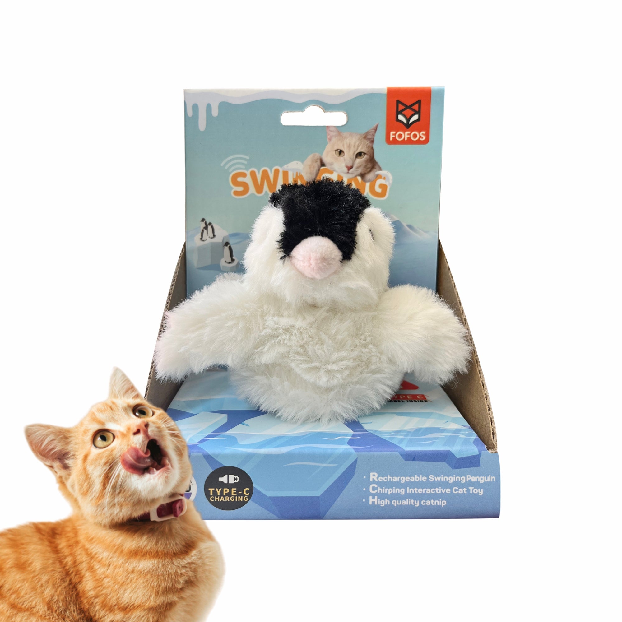 Fofos Swinging Penguin Cat Toy