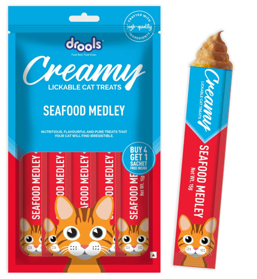 Drools Creamy Treats Seafood Medley Cat Treats Buy 4 Get 1 Sachet Free