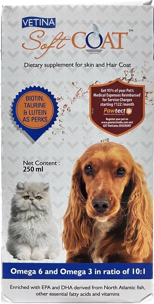 Vetina Soft Coat Dietary Supplement For Skin And Hair Coat For Dogs & Cats