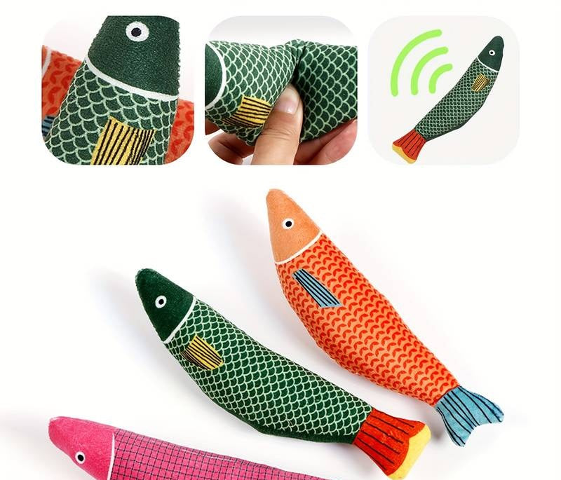 Smarty Pet Catnip Plush Design Fish With Phoenix Tail Toy