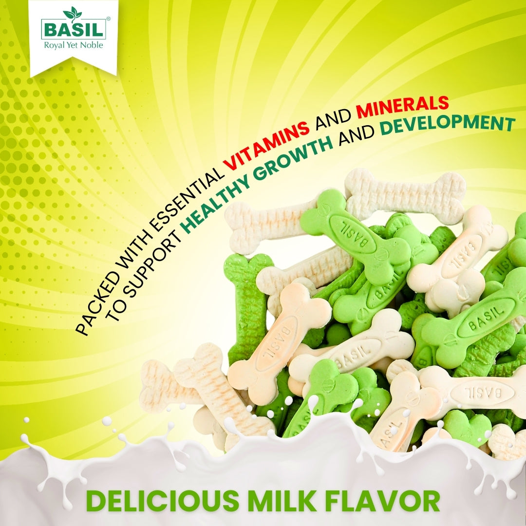 Basil Bone Shaped Adult Dog Biscuits