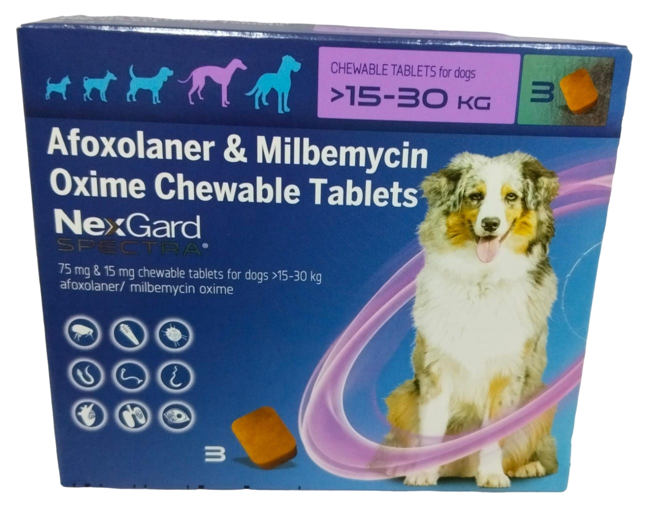 Boehringer Ingelheim:  Nexgard Spectra Chewable Tablets - Complete Parasite Protection for Large Dogs (15 - 30 kgs) - 3 tablets