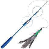 Pets Empire Cat Teasing Dual Stick With Yellow-Blue Ball & Feather