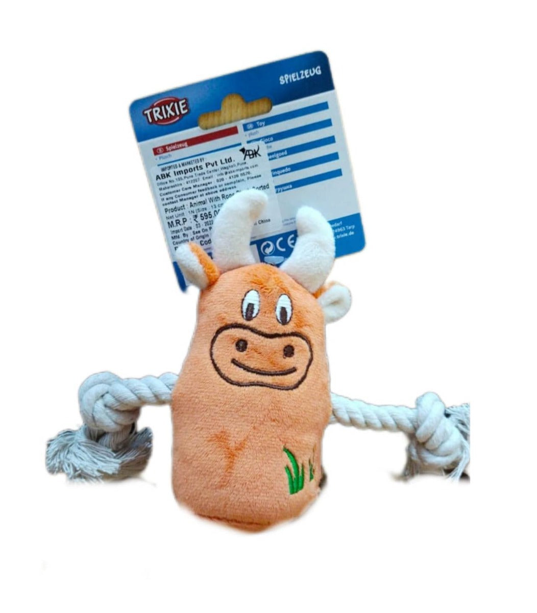 Trixie Animal With Rope Plush Soarted Dog Toys