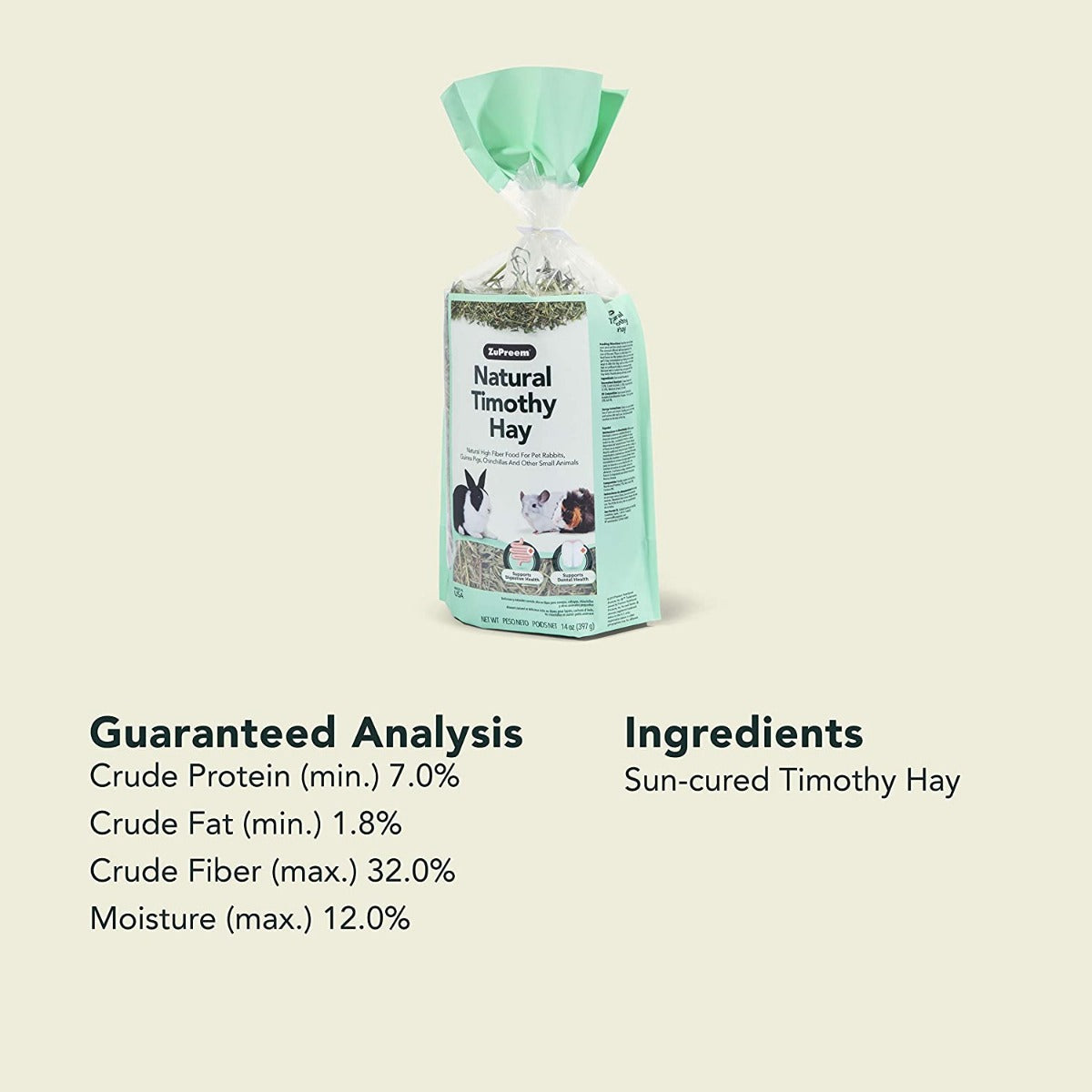 ZuPreem Natural Timothy Hay for Small Animals