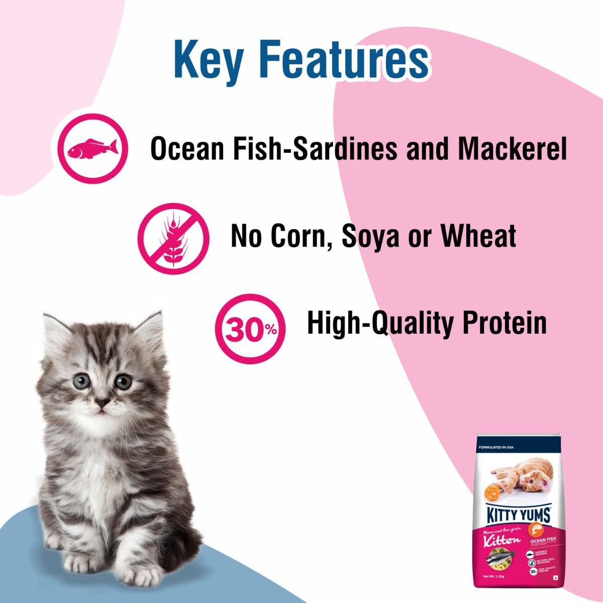 Kitty Yums Ocean Fish Kitten Dry Food