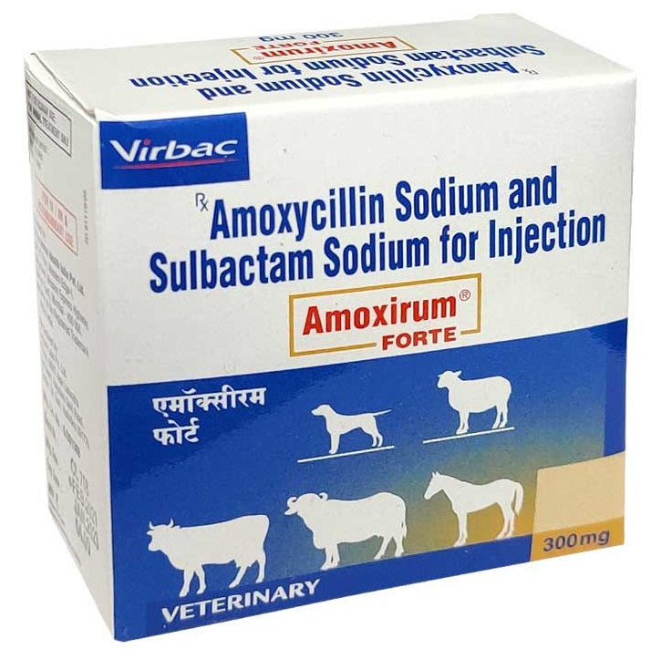 Virbac : Amoxirum Forte 300mg – Amoxycillin & Sulbactam Injection for Animals