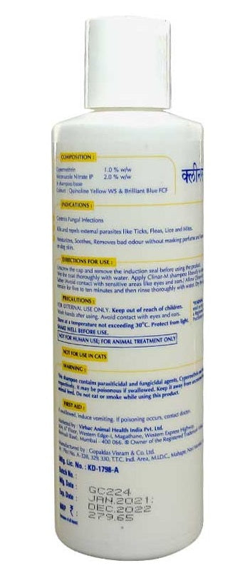 Virbac : Clinar-M Shampoo – Anti Tick, Flea, Mite & Fungal for Pets