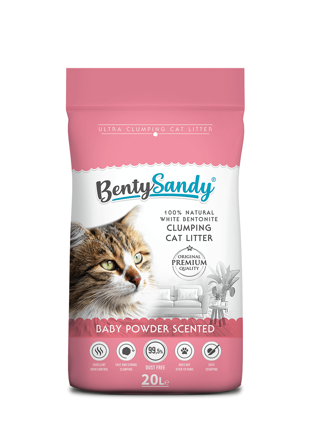 Benty Sandy Clumping Cat Litter – Baby Powder Scent