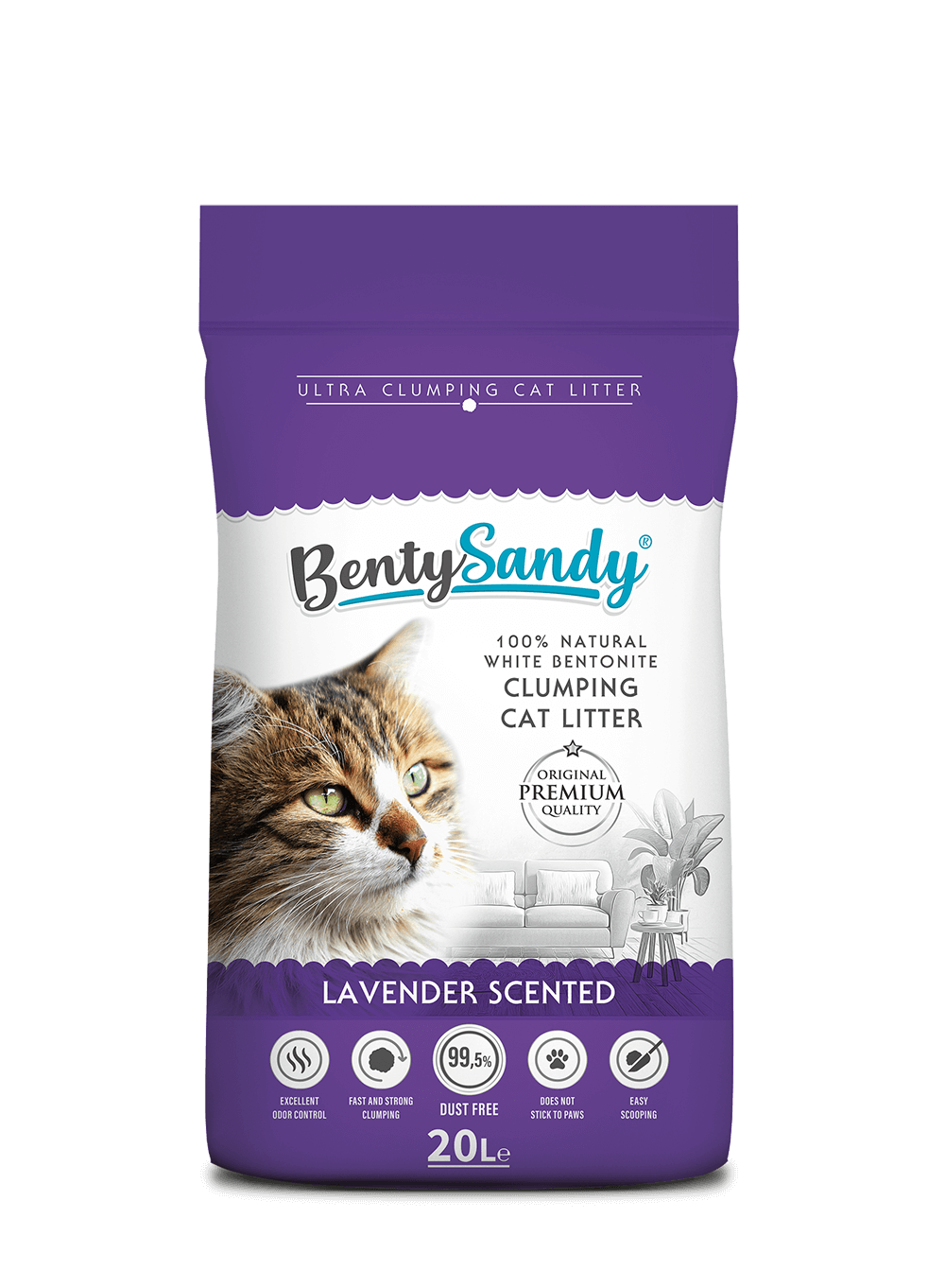 Benty Sandy Clumping Cat Litter – Lavender Scent