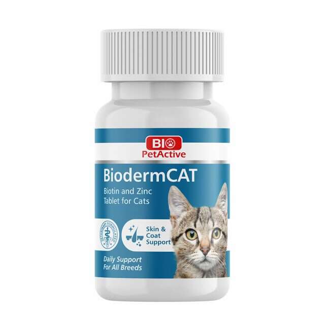 Bio Petactive: BiodermCAT Biotin & Zinc Tablets For Cats - Skin & Coat Support Supplement