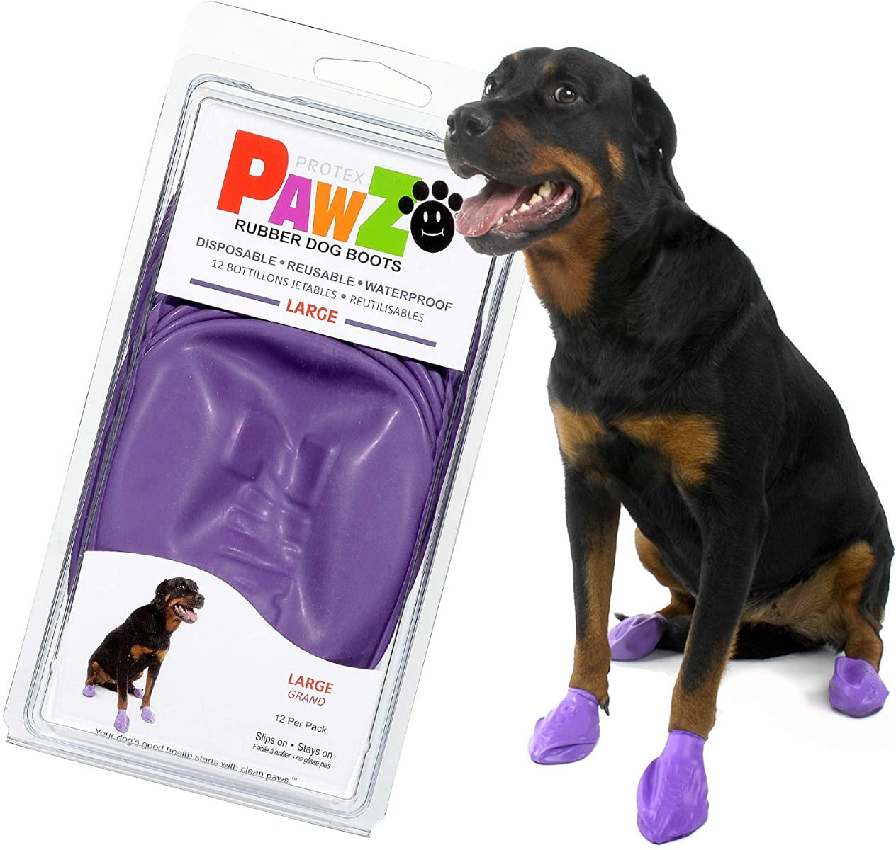 Pawz Waterproof Dog Boots - Large - Purple