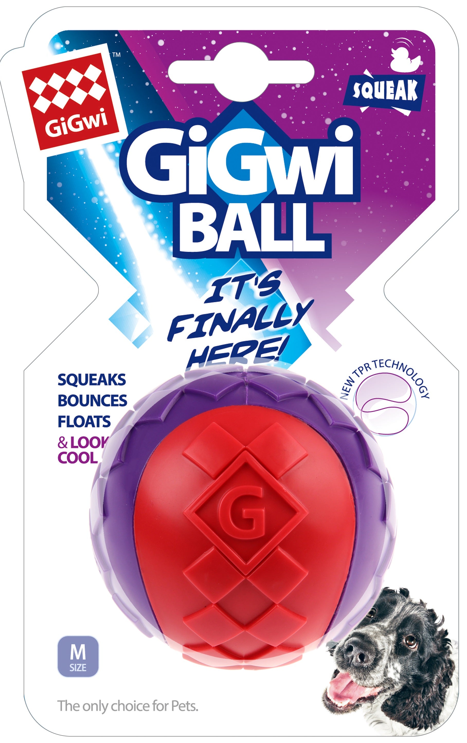 Gigwi Squeaker Solid Ball - Red/Purple