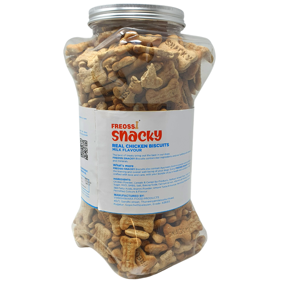 Freossi Fredunvet Snacky Real Chicken Biscuits Milk Flavour For Dogs - Jar