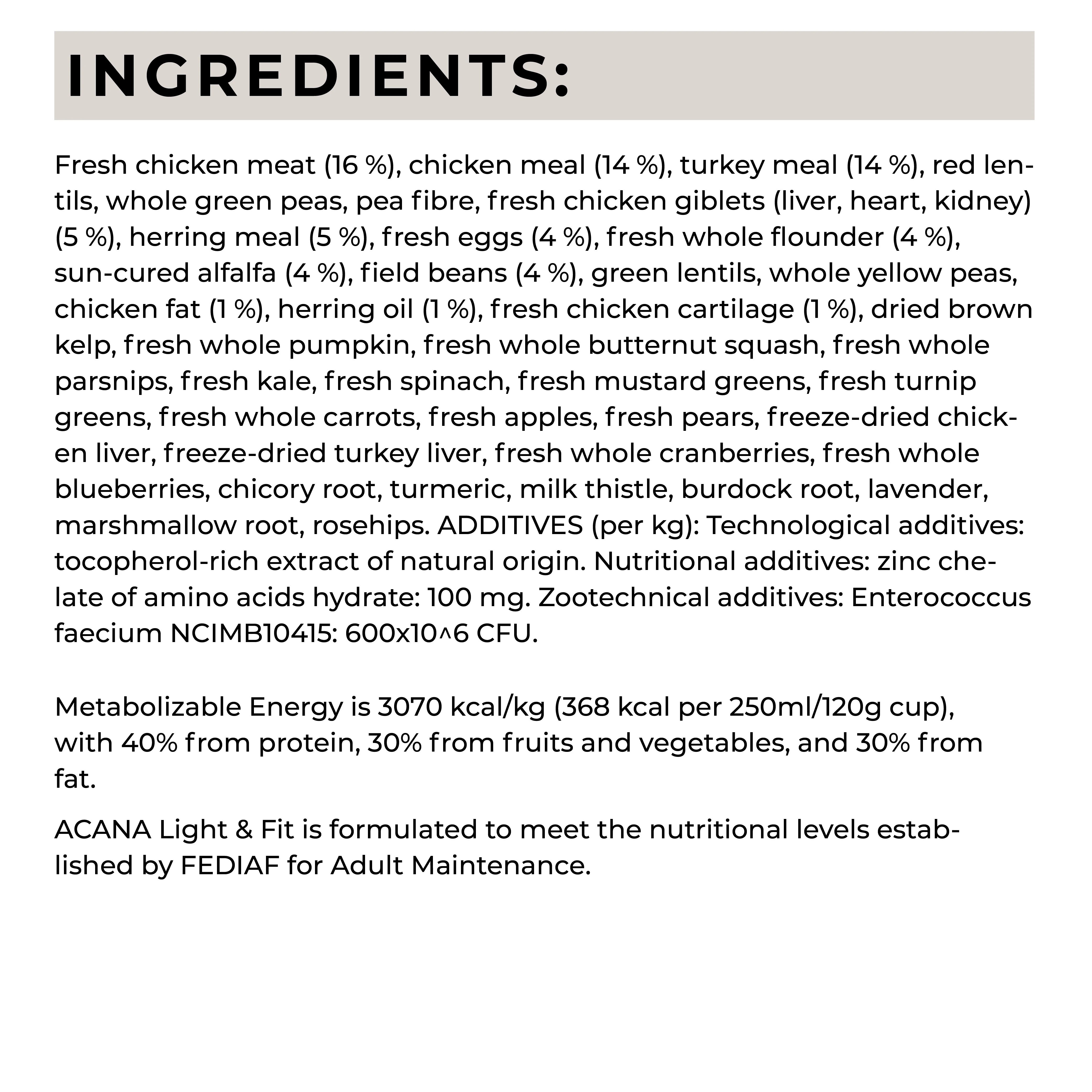 Acana Light & Fit Adult Dog Dry Food