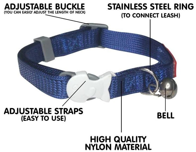Nunbell Cat Collar With Bell (Size - 10 MM) (colors may vary)