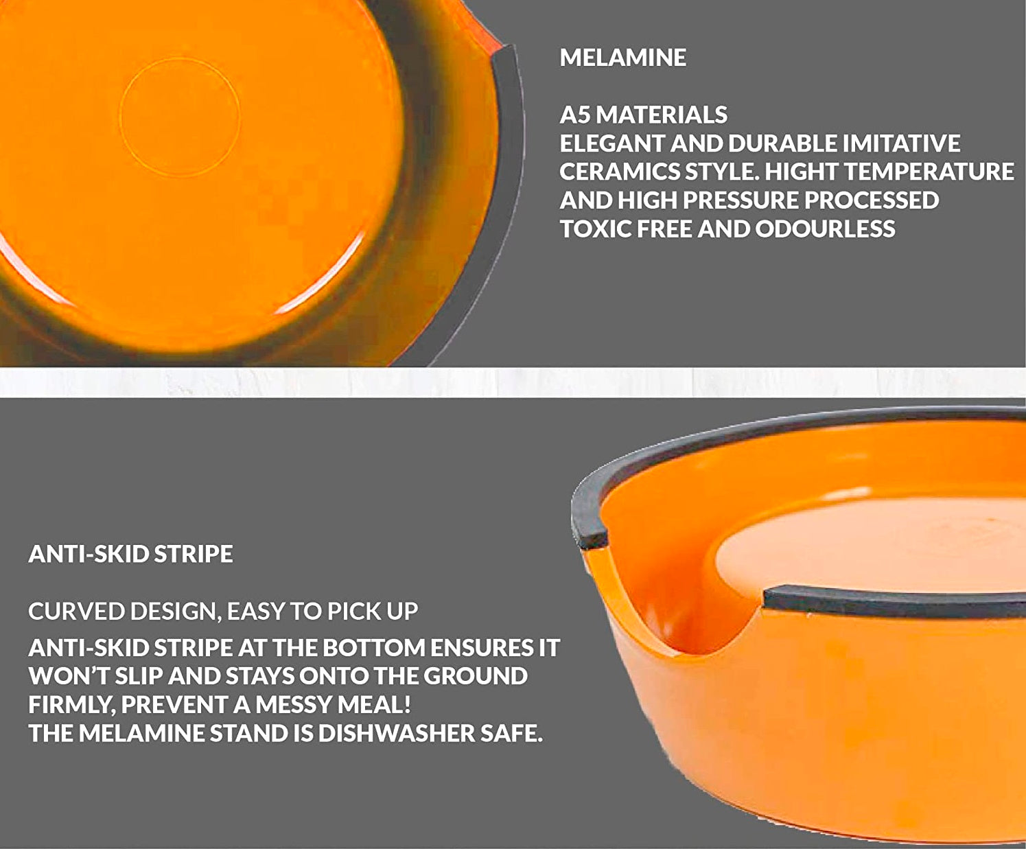 Smarty Pet Stainless Steel & Melamine Anti-Skid Plain Bowl