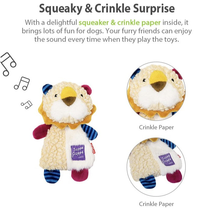 Gigwi Suppa Puppa Lion Squeaker/Crinkle Inside