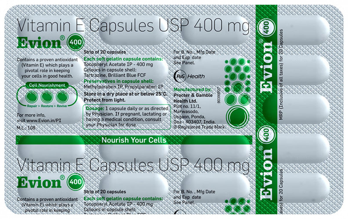 Evion Vitamin E Capsules 400 mg