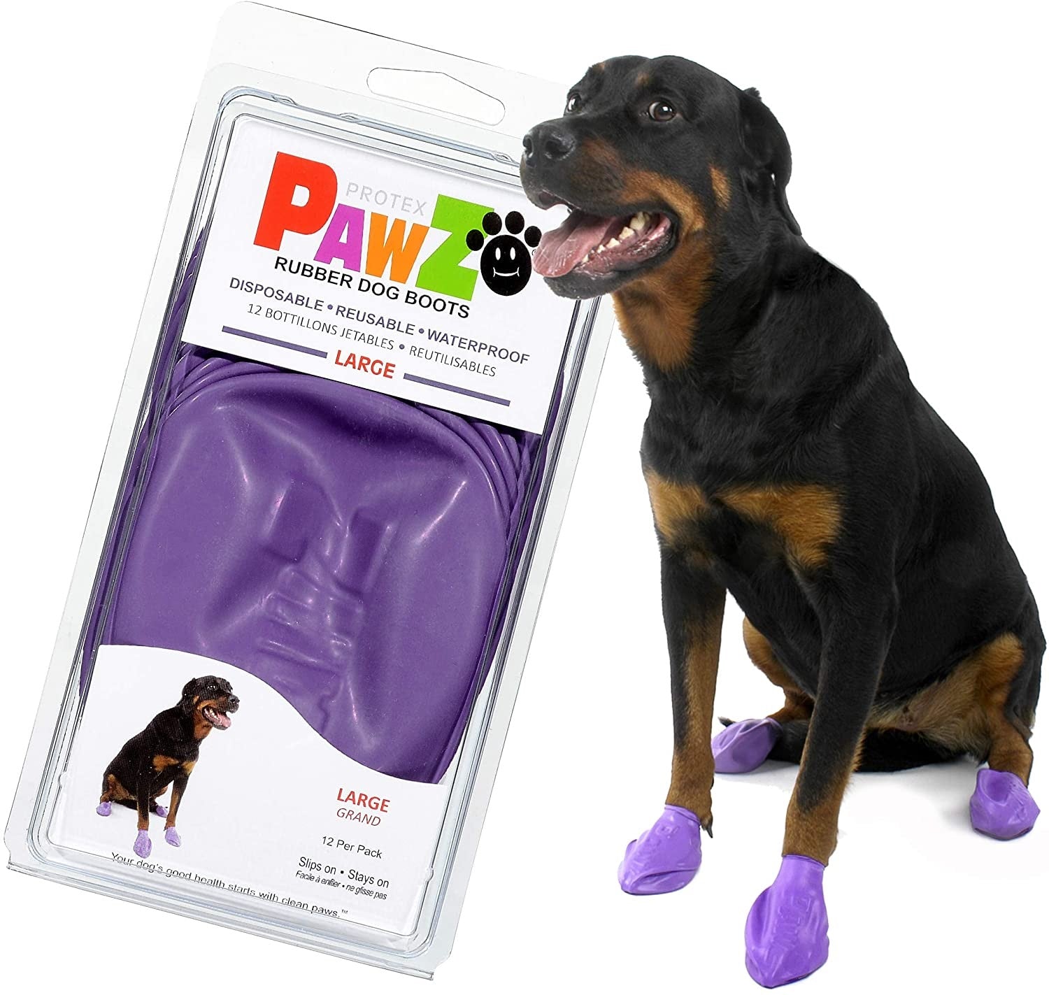 Pawz Waterproof Dog Boots - Large - Purple